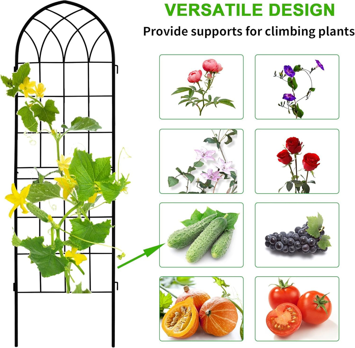 LZRS 71 x 80in Rustic Iron Arch Decoration Garden Trellis with Black Metal Coating – Perfect for Supporting Climbing Plants Outdoor, Roses, Vines, Flowers, and Vegetables.