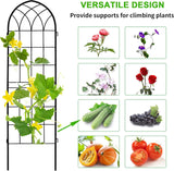 LZRS 71 x 80in Rustic Iron Arch Decoration Garden Trellis with Black Metal Coating – Perfect for Supporting Climbing Plants Outdoor, Roses, Vines, Flowers, and Vegetables.