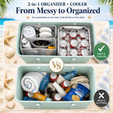 2-in-1 Cooler Organizer Insert Compatible with X Large Bogg Bag, No More Mess & Leaks, Beach & Pool Organizer for Travel & Picnic, Leak-Proof PEVA Insulated Cooler with Mesh Divider