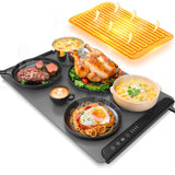 MealHelper Warming Mat for Food, Portable Food Warming Mat For Countertop, Full Surface Electric Warming Tray with Safety Lock, 4 Temp Levels & 6-Hour Timer for for Parties, Buffets & Home Use (Grey)