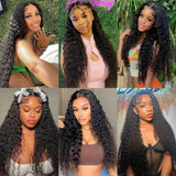Halerp Water Wave Human Hair Bundles 20 22 24 26 Inch Curly 4 Bundles Human Hair 12A Unprocessed Brazilian Virgin Weave Deep Wave Hair Extension Natural Black