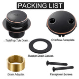 Oil Rubbed Bronze Bathtub Drain Tip-Toe Tub Trim Set with Two-Hole Overflow Faceplate Bathroom Tub Drains Replacement Conversion Kit