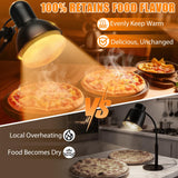 Portable Food Heat Lamp - [Foldable Design] [3S Quickly Heating] Food Warmer Light, Commercial Heat Lamp for Food, Catering Warming Lamp for Parties, Buffet, Pizza, Chicken, Chocolate (Black)