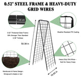 Perszen 50.39"x16.93" Sturdy Cucumber Trellis for Raised Garden Bed, Rustproof Metal Garden Trellis for Climbing Plants Outdoor, A-Frame Vertical Arch Trellis for Vegetables, Cucumber, Pea, Black