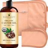 Handcraft Blends Castor Oil Pack Wrap - Organic Castor Oil 16 oz with Reusable Wraps - Durable Comfortable Pack Wraps for Neck and Stomach with Adjustable Elastic Straps
