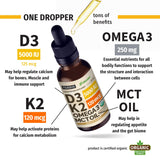 (4 Pack) Organic Vitamin D3 K2 Drops with MCT Oil Omega 3, 5000 IU, Maximum Strength Vitamin D Liquid - No Fillers, Non-GMO Liquid D3 for Faster Absorption & Immune Support (Vanilla, 4 Fl Oz)
