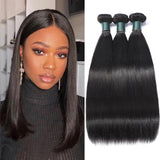Great Grace Brazilian Straight Bundles Human Hair 12 14 16 Inch 12A 100% Unprocessed Virgin Human Hair Weave 3 Bundles Deals Natural Black Color (Natural Balck 3 Bundles, 12 14 16)