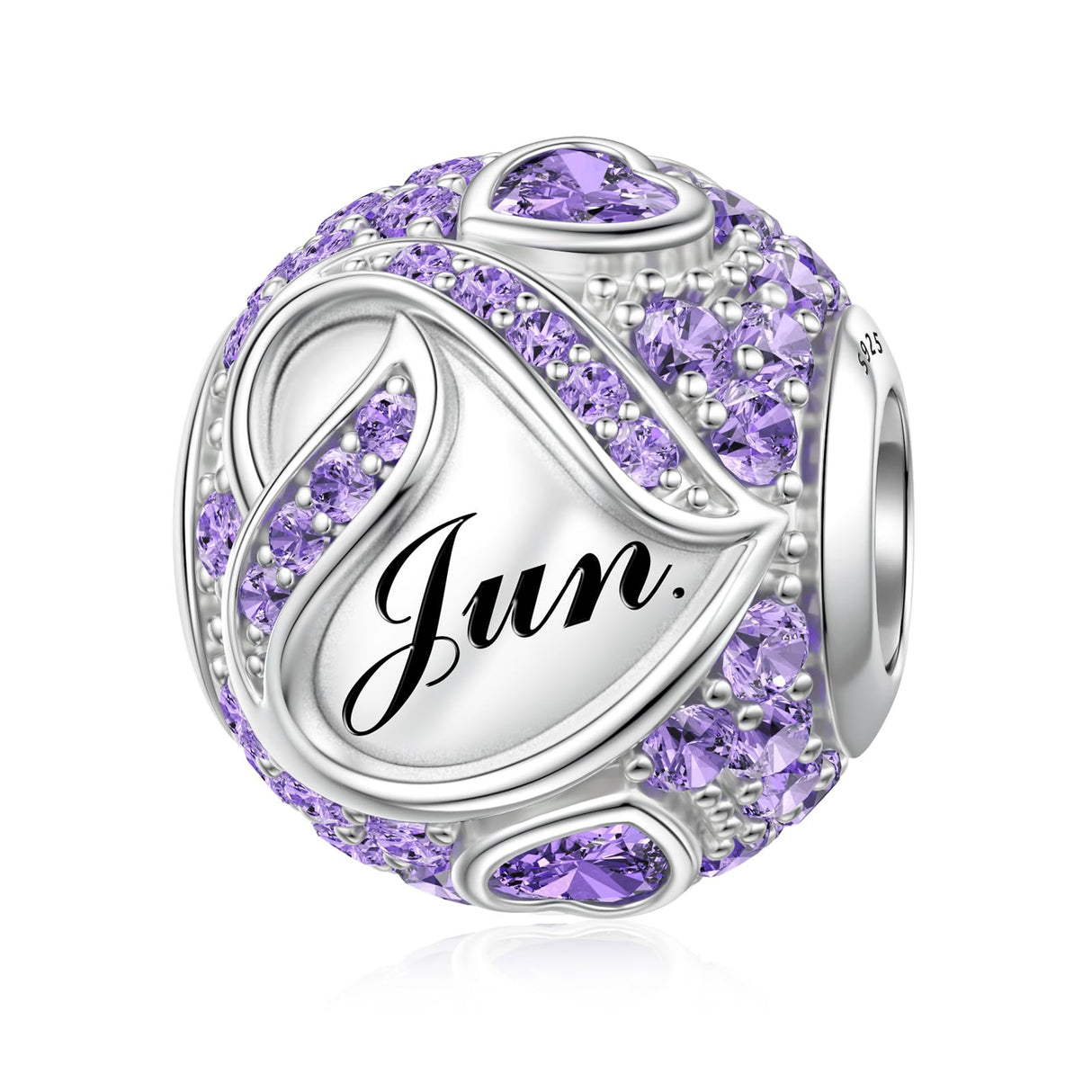 JIAYIQI June Alexandrite Birthstone Heart Charm for Pandora Charms Bracelet