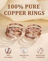 Fashtour 100% Pure Copper Rings for Women & Men, Adjustable Handmade Rings