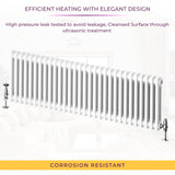 Go Bathrooms Utopia White Horizontal Radiator 400 x 1370mm Traditional Cast Iron Style 2 Column White Central Heating Living Room Radiator