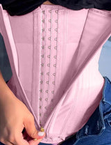SHAPSHE Waist Trainer for Women Tummy Control Workout Waist Cincher Corset Shapewear Body Shaper with Zipper Hook Pink
