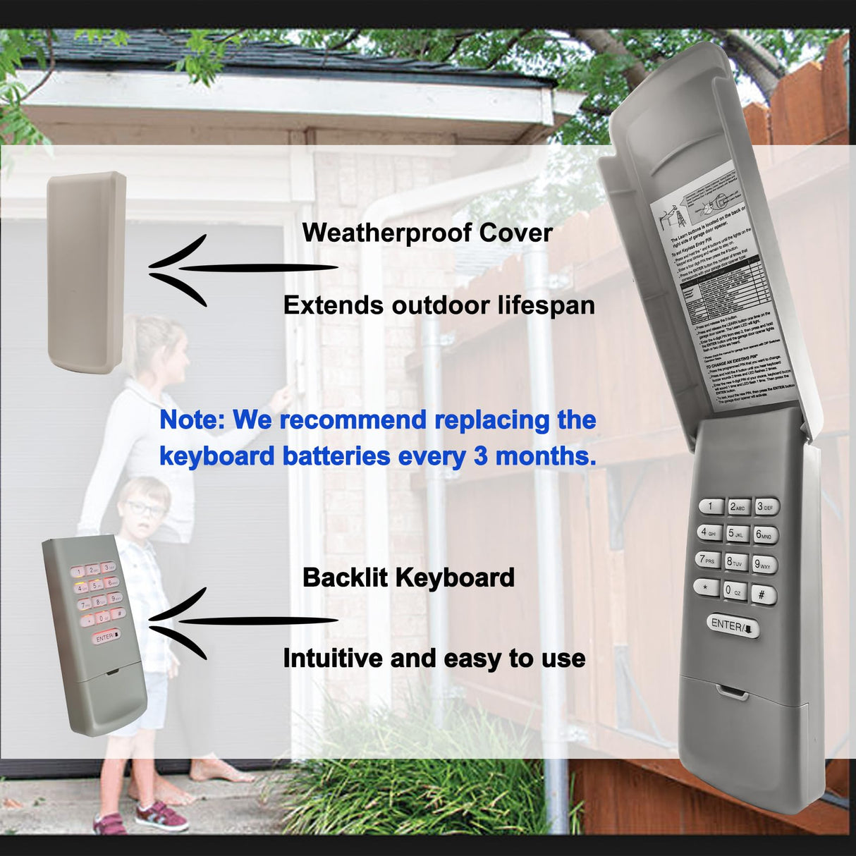 2026 Upgraded Universal Garage Door Opener Keypad for LiftMaster, Chamberlain,Craftsman & Wayne Dalton Garage Openers Manufactured Since 1993.877Max/878Max,G940EV-P2,CMXZDCG440,10 Years Warranty.