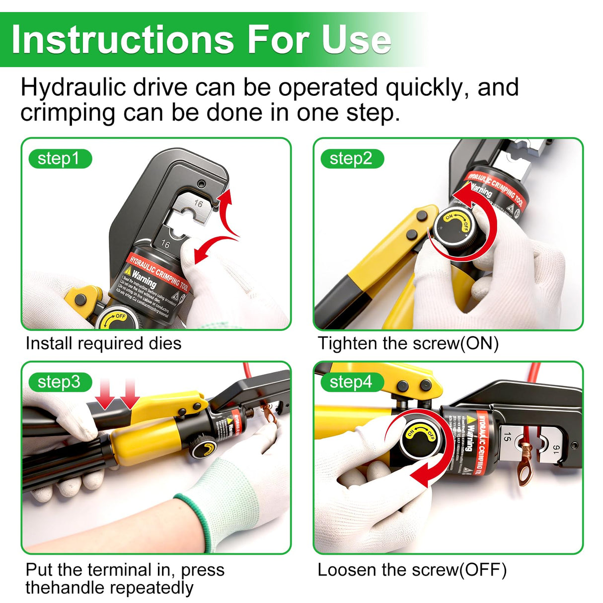 Twidec/230PCS Battery Cable Ends Kit AWG 8 6 4 2 1 1/0 2/0 Heavy Duty Copper Lugs Cable Wire Lugs,Copper Ring Terminals Connectors with Heat Shrink Tube and Hydraulic Crimping Tool With 9 Die