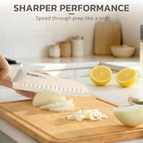 Astercook Knife Set, 15 Pieces Kitchen Knife Set with Sharpener Block, German Stainless Steel Knives with Anti-Rust Coating, Dishwasher Safe, Elegant Cream White Design, Perfect for Holiday Gifts