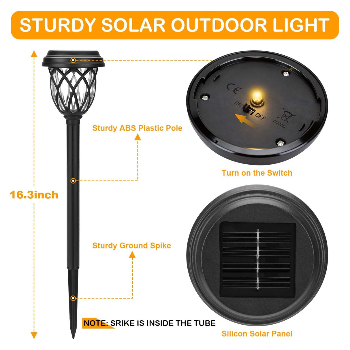 ruhotili Solar Outdoor Lights, Outdoor Waterproof IP65, Bright Powered by Solar Garden Lights for Patio, Yard, Driveway Decoration (8 Pack