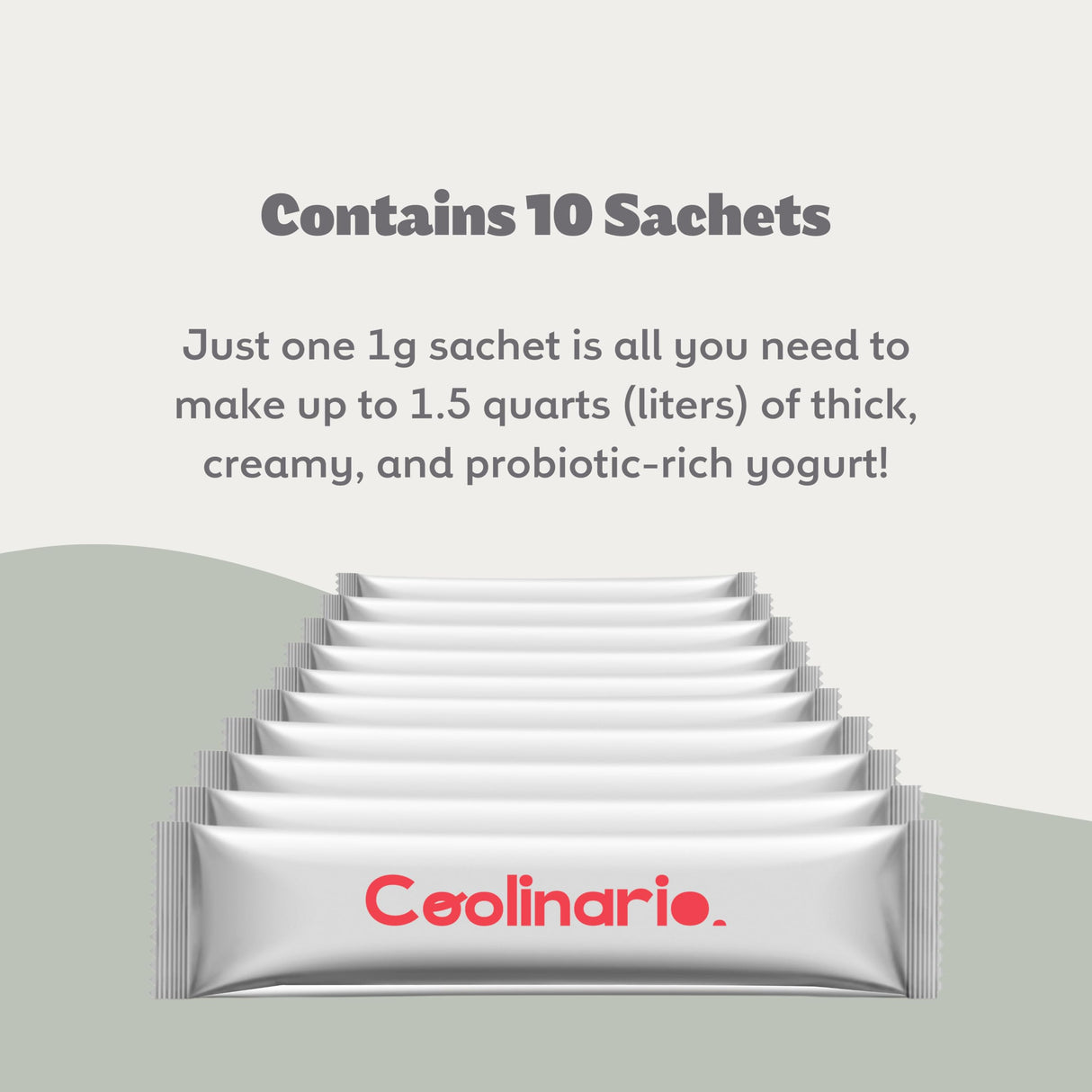 Coolinario L Reuteri Yogurt Starter (10-Pack, 1g Sachets) Yogurt Starter Culture with Lactobacillus Reuteri Probiotics | Creamy & Delicious | Non-GMO, No Preservatives, Gluten Free, Halal, Kosher