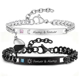 MEALGUET Always & Forever Couple Bracelets - Pinky Promise Always and Forever Engraved Stainless Steel Curb Link Couple Bracelets for Men Women, His and Hers Promise Gift for Boyfriend Girlfriend