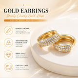 Wgoud 12 Pairs Small 14K Gold Plated Chunky Hoop Earrings for Women Hypoallergenic Lightweight Gold/Silver Hoop Earring Set for Sensitive Ears Trendy Cartilage Huggie Hoops Stacks for Multiple Piercing Jewelry (Gold-6 pairs- round)