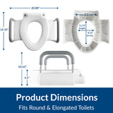 Bemis Rise 4.5" Raised Toilet Seat with Handles, Toilet Seat Riser for Seniors with Secure Hinges, Fits Round and Elongated