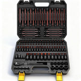 112-Piece Torx and Allen Bit Socket Set, 1/4", 3/8",1/2" Drive Bit Socket Set with Ratchet Wrench, Adapters, Extra Long & Tamper Proof torx/Hex/Ball End Hex/E-torx, SAE & Metric