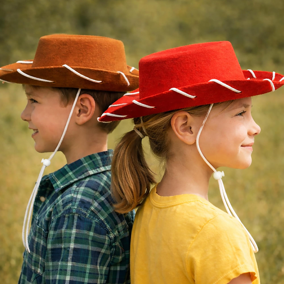 GiftExpress Child Red Felt Cowboy Hat with Chin Strap - Cowgirl Costume Accessory for USA Western Rodeo Theme Party & Pretend Play - Young Boy & Girls, Kid Size