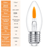 C35E26 Flame Bulbs 6-Pack - Standard Medium Base (E26, Not Candelabra E12), 2 Mode Flickering LED 1800K, Non-Dimmable for Halloween/Christmas Porch & Home Decor
