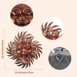 dreamskip Copper Metal Sun Outdoor Wall Decor, 24" Large Sun Flower Garden Wall Art, 3D Sun Wall Decor for Patio Fence Yard Decoration Gift for Mom Women