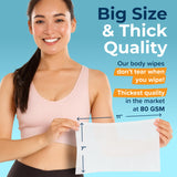 Body Wipes For Adults Bathing No Rinse XL - Ultra Thick Travel Wipes For Personal Cleansing & Hygiene Essentials, Elderly Care, Travel, Incontinence Disposable Washcloths - Shower Wipes For Women Men