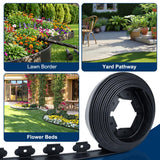 Landscape Edging Border Kit Includes 40 ft of Lawn Edging and 40 Spikes. This Garden Plastic Edging Border is Perfect for Landscaping, Flower Gardens, and lawns. (Black-40ft)
