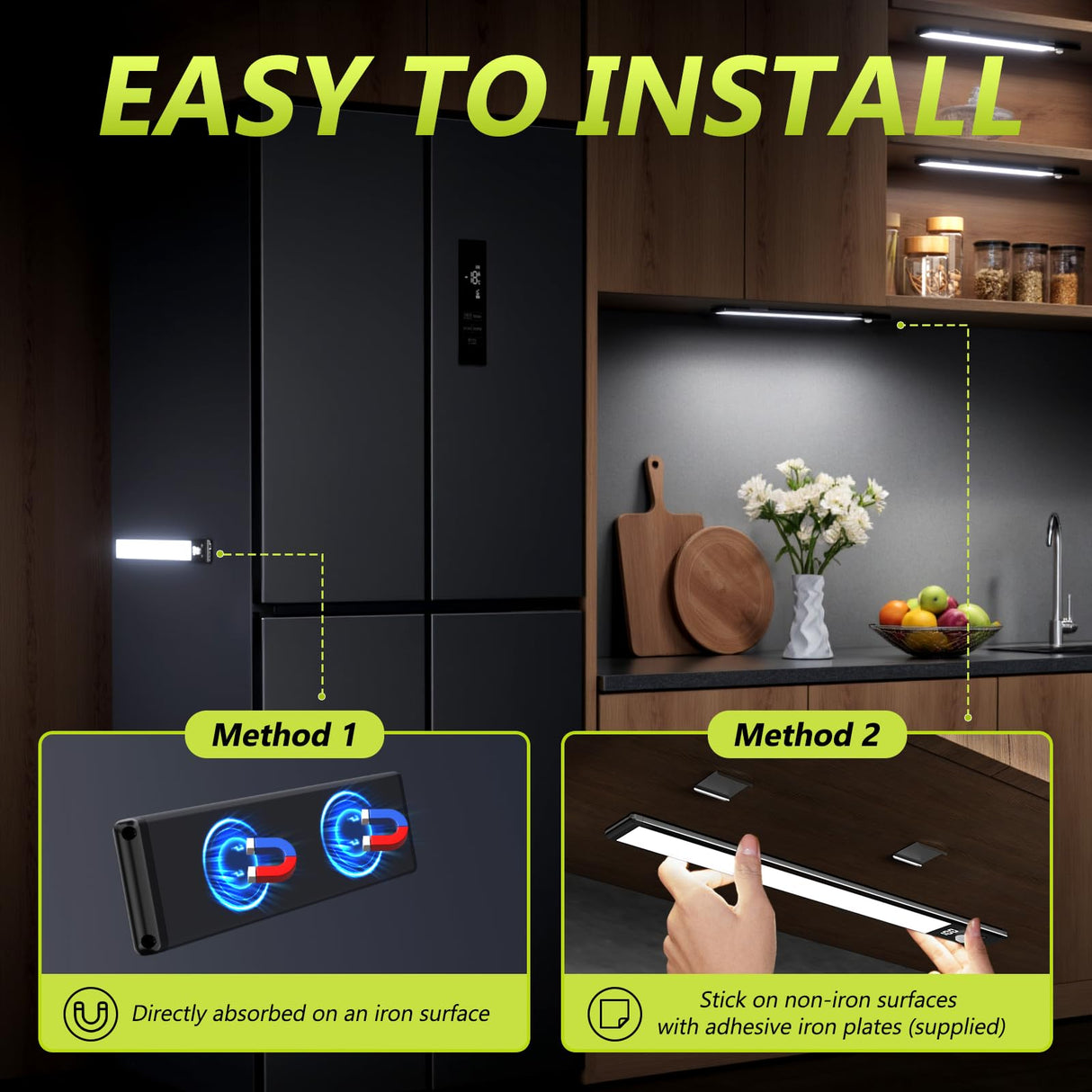 Mpotmiy 6 Pack 10" Under Cabinet Lights with Digital Display,52 LED Rechargeable Motion Sensor Light Indoor,3 Color Temperatures, Magnetic Dimmable Closet Lights, Under Counter Light for Kitchen