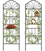 VOXOR Metal Trellis for Climbing Plants Outdoor, 60 * 19.7 Inch Tall Garden Trellis with Black Rustproof Coating, Decorative Rose Trellis for Climbing Roses, Vines, and Flowers, 2 Pack