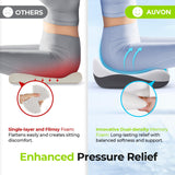 AUVON Multi-Layer Gel Cushion for Ideal Support & Softness, Cooling Memory Foam Cushion for Hemorrhoid, Sciatica & Tailbone Pain Relief, Anti-Slip Back Seat Pillow, FSA HSA Eligible
