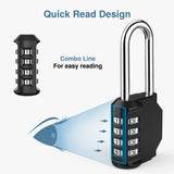 Puroma 4 Pack 2.6 Inch Long Shackle Combination Lock 4 Digit Outdoor Waterproof Padlock for Hasp Locker Lock, Sports Locker, Fence, Gate, Toolbox, Case, Hasp Storage, Cabinets (Black)