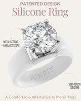 Rinfit Silicone Ring with Stone, Round Cut CZ - Pack: A, Wht/Sil, Size 7