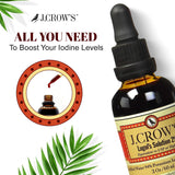 J.CROW'S® Lugol's Solution of Iodine 2% 2 oz (2 Bottle) – Premium Iodine & Potassium Iodide Liquid, Gluten &, Alcohol-Free Natural Brine Extract, No Expiration