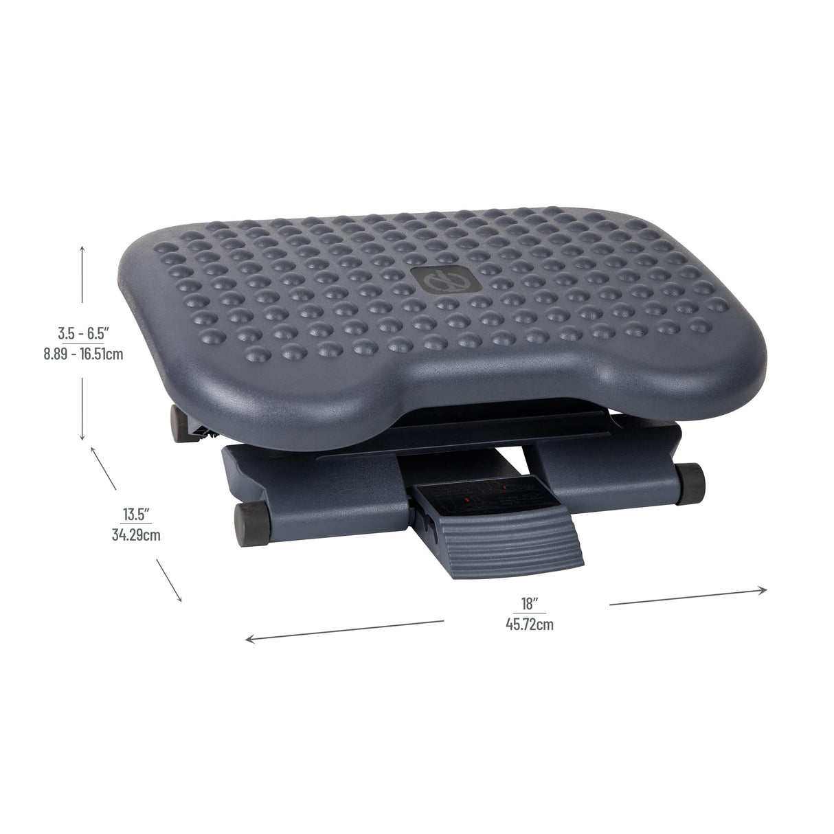 Mind Reader Foot Rest, Under Desk at Work, Ergonomic, Height Adjustable, Office, Plastic, 18" L x 13.5" W x 6.5" H, Black