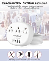 European Travel Plug Adapter with USB C, Multi Country Outlet Adapter with 3 AC Outlets and 4 USB Ports, Type C Plug Adapter for US to Most of Europe Iceland Spain Italy France Germany etc