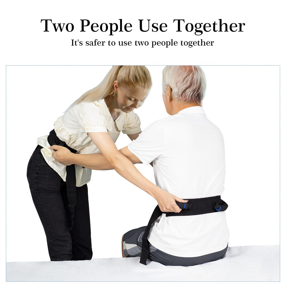 Gait Belt for Seniors, Transfer Belt with Handles, Safety Gate Belt for Elderly Lift Belts Physical Therapy with Quick Release Buckle Standing Aids & Support for Elderly Handicap Patient Care (Black)