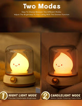 WANIDEA Flameless Candles Lamp, Led Candles,Cute Kerosene Lamp,Silicone Flame Amber Light,Adjustable Dimmable Rechargeable Night Light for Kids,Girls,Teenager Kids Bedroom Christmas