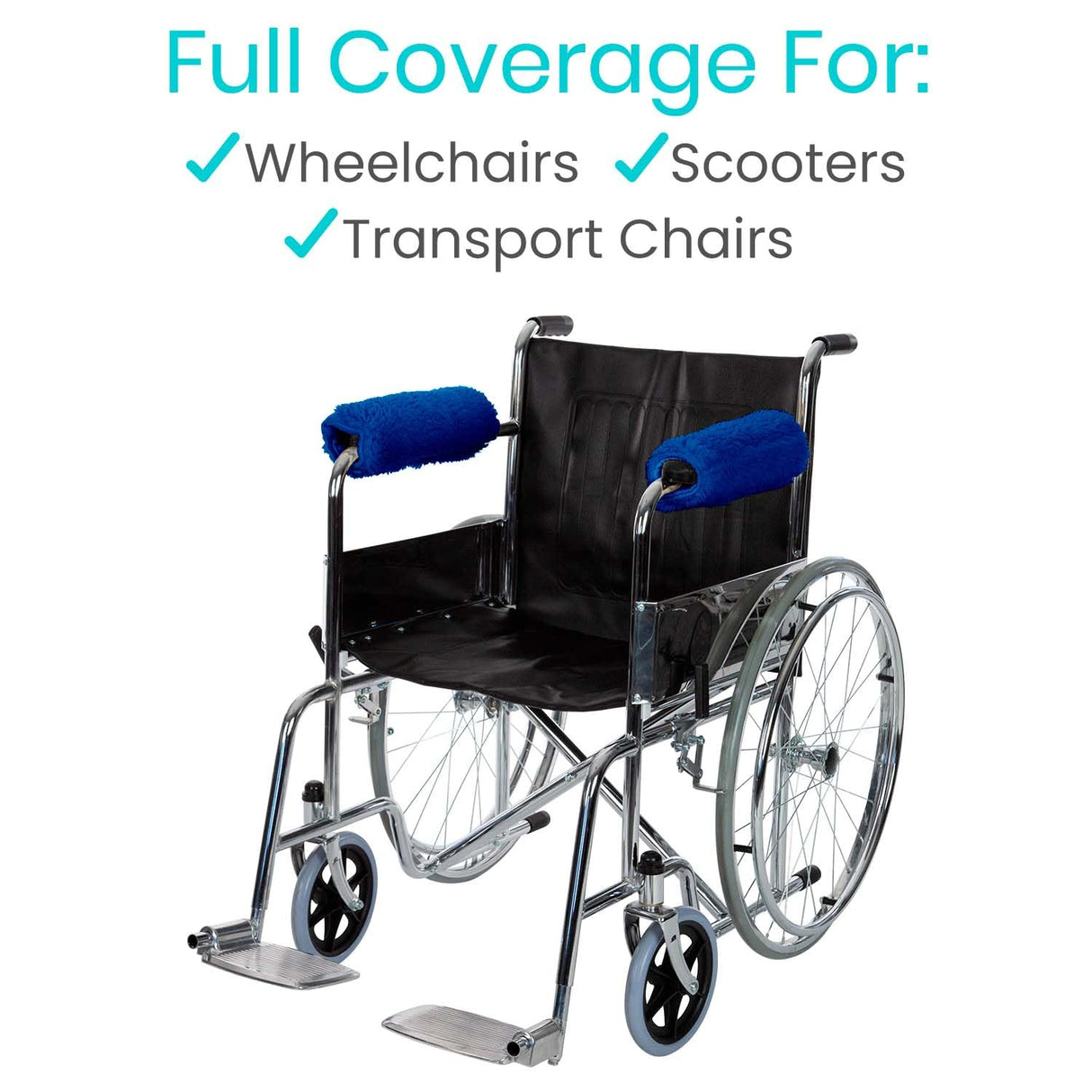 Vive Wheelchair Armrest Covers (Pair) - Memory Foam Sheepskin Accessories Pads for Transport Electric Wheel Chair Arm Rests - for Adults, Seniors, Handicapped - Soft Support Cushion for Mobility Aids