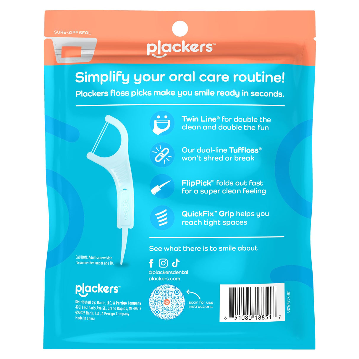 Plackers Twin-Line Dental Flossers, Advanced Whitening and Dual Action Flossing System, Easy Storage, Super Tuffloss, 2X The Clean, Cool Mint Flavor, 150 Count (Pack of 4)