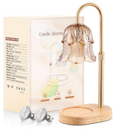 Candle Warmer Lamp Adjustable Timer - Electric Flower Glass Candles Light