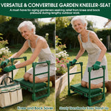 Garden Kneeler and Seat for Seniors: Heavy Duty 420 LBS Support Anti-Tip Multifunctional Gardening Stool Bench with Widened Thick Soft Kneeling Pad & Tool Bag - Foldable for Gardeners