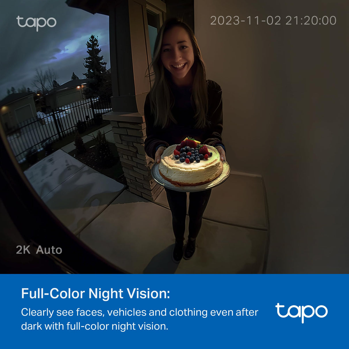 Tapo 2K Wireless Smart Video Doorbell with Chime - 160° Ultra-Wide View,Person Detection, Ring Call, 2-Way Audio, Subscription-Free Local Storage/Optional Cloud, Motion Only Alert, D210