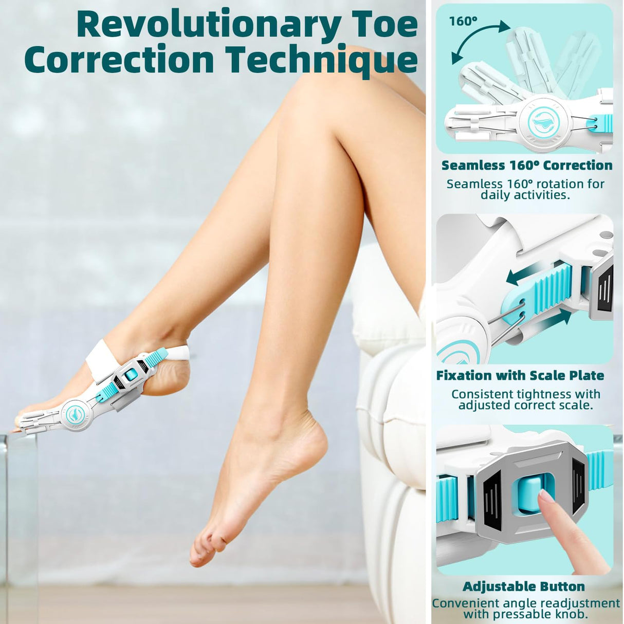 Kutain Upgraded Bunion Corrector for Women & Men, Orthopedic Bunions Correction with Non Slip Big Toe Straighteners, Adjustable Bunion Splint Suitable for Day/Night Feet Bunion Relief (2PCS)