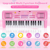 Kids Keyboard Piano, 37 Keys Keyboard Electric Digital Piano, Early Learning Educational Musical Toys Piano for Kids Toddlers Beginners with Music Stand, Microphone - Christmas Birthday Gifts, Pink