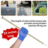 JPOIP 23-Inch Long Rebar Stakes - 1/2 Inch Diameter Heavy Duty Galvanized Steel Ground Asphalt Anchors for Speed Bump, Wheel Stop, Tent and More (4)