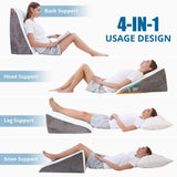 Sasttie Wedge Pillow, 12 Inch Memory Foam Bed Wedge Pillow for Sleeping, Acid Reflux, Back Pain, Post Surgery, and Snoring, Designed with Washable Cover, Cool Gray