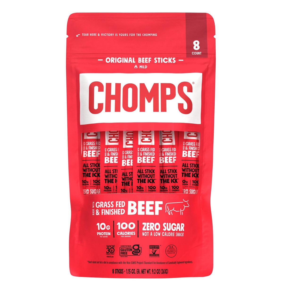 Chomps Original Beef Jerky Snack Sticks, 8pk