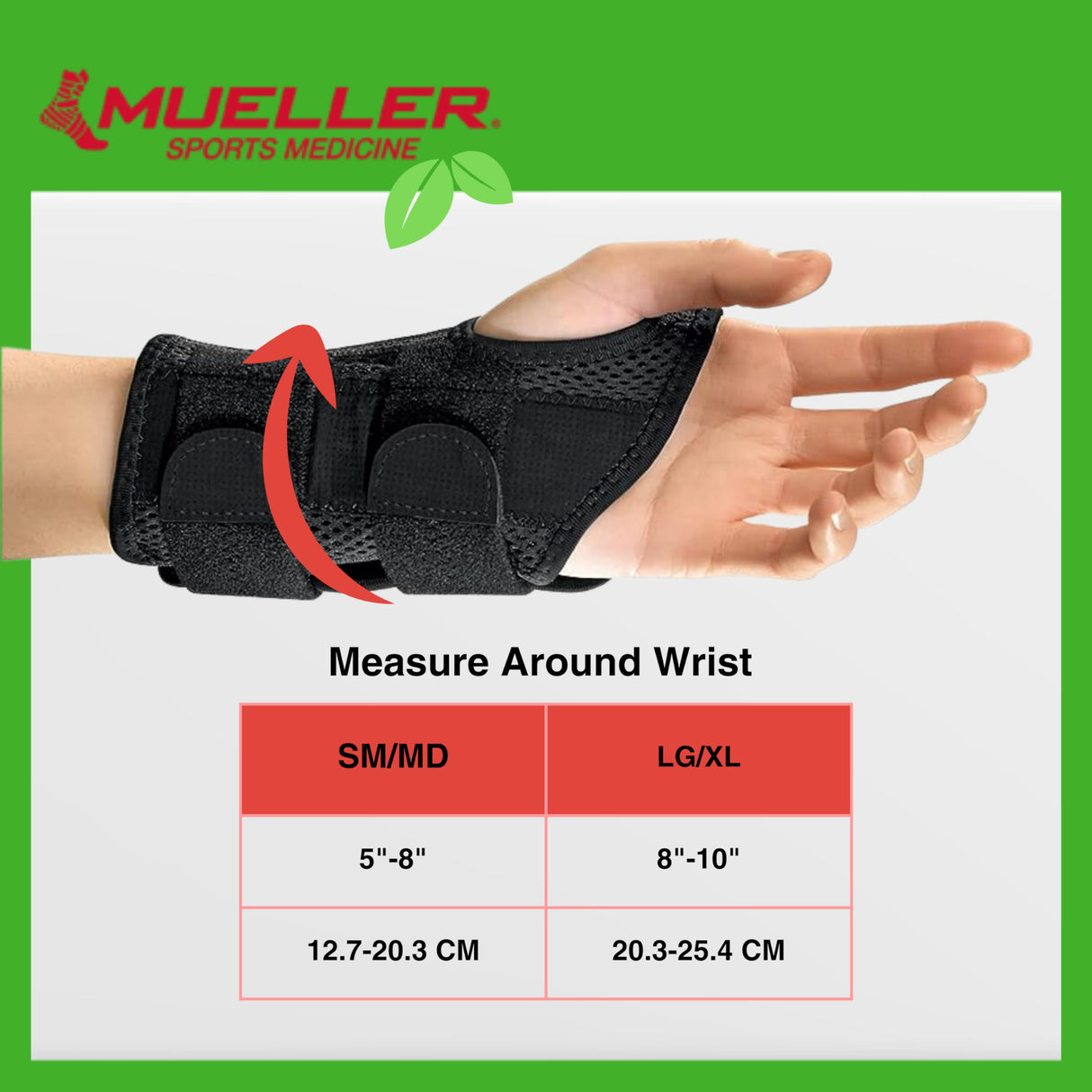 MUELLER Sports Medicine Green Fitted Wrist Brace for Men and Women, Wrist Pain Relief Support, Ideal for Carpal Tunnel, Tendonitis, Arthritis, Right Hand, Black, Large/X-Large
